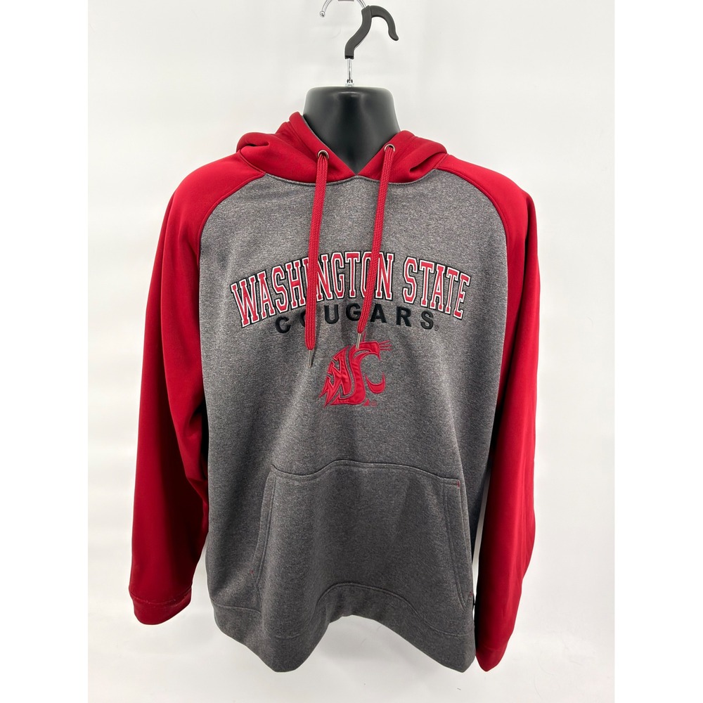 Washington State Cougars Hoodie Mens XL Campus Drive Gray Red Pullover‎ WSU NCAA